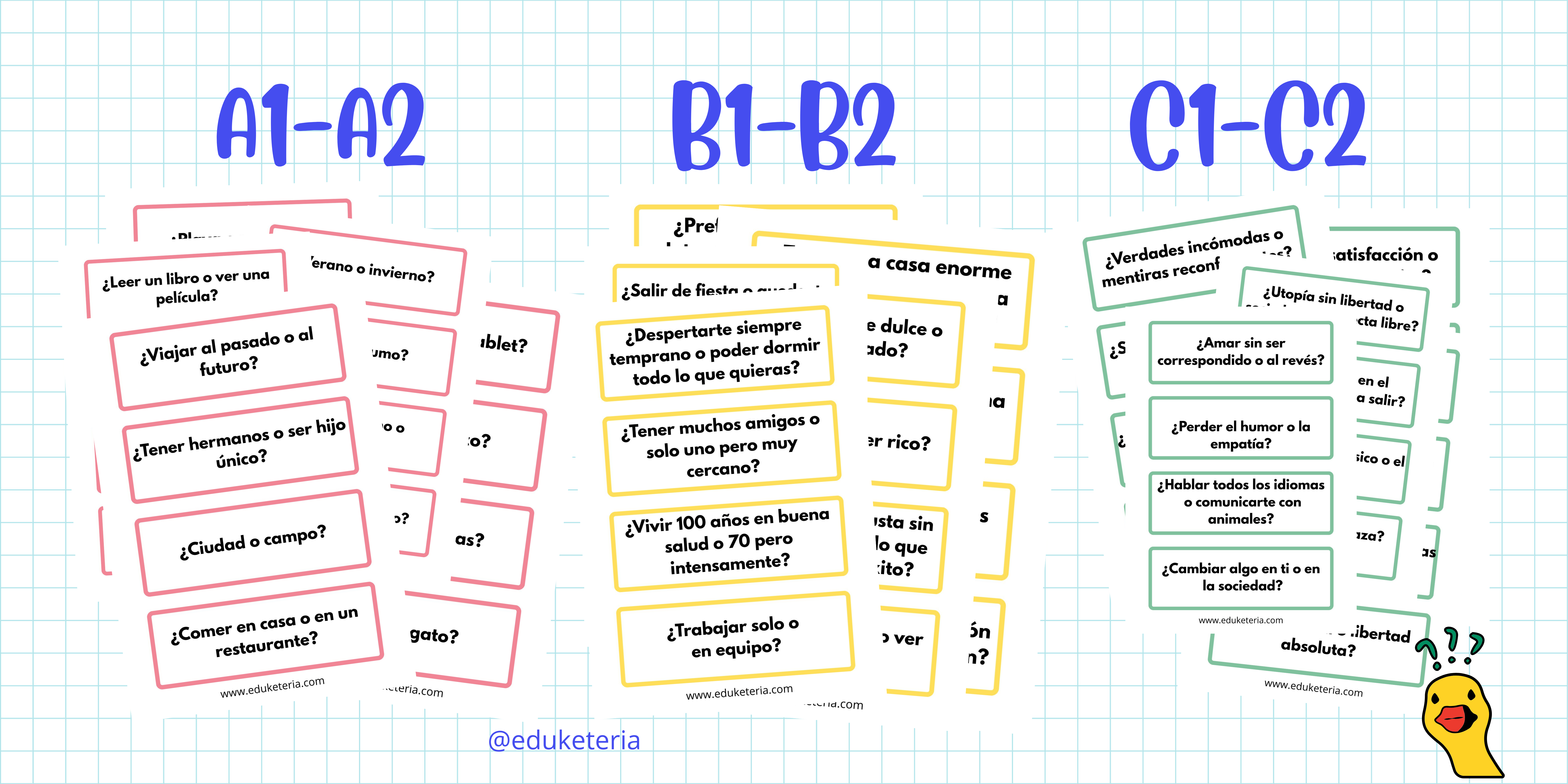 Juego de tarjetas «¿Esto o lo otro?» (A1- C2)