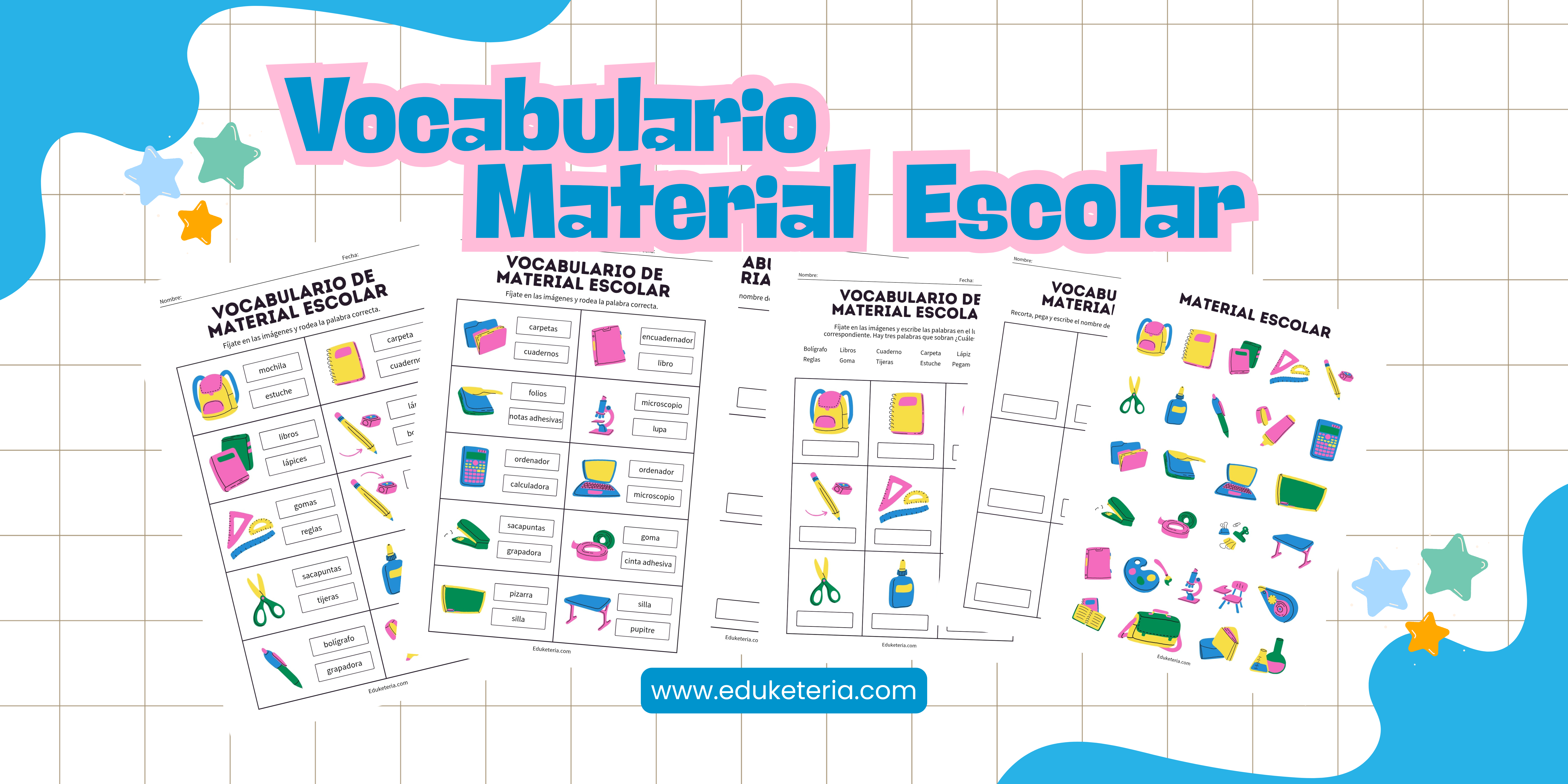 Material Escolar: Fichas de vocabulario y propuesta de juegos