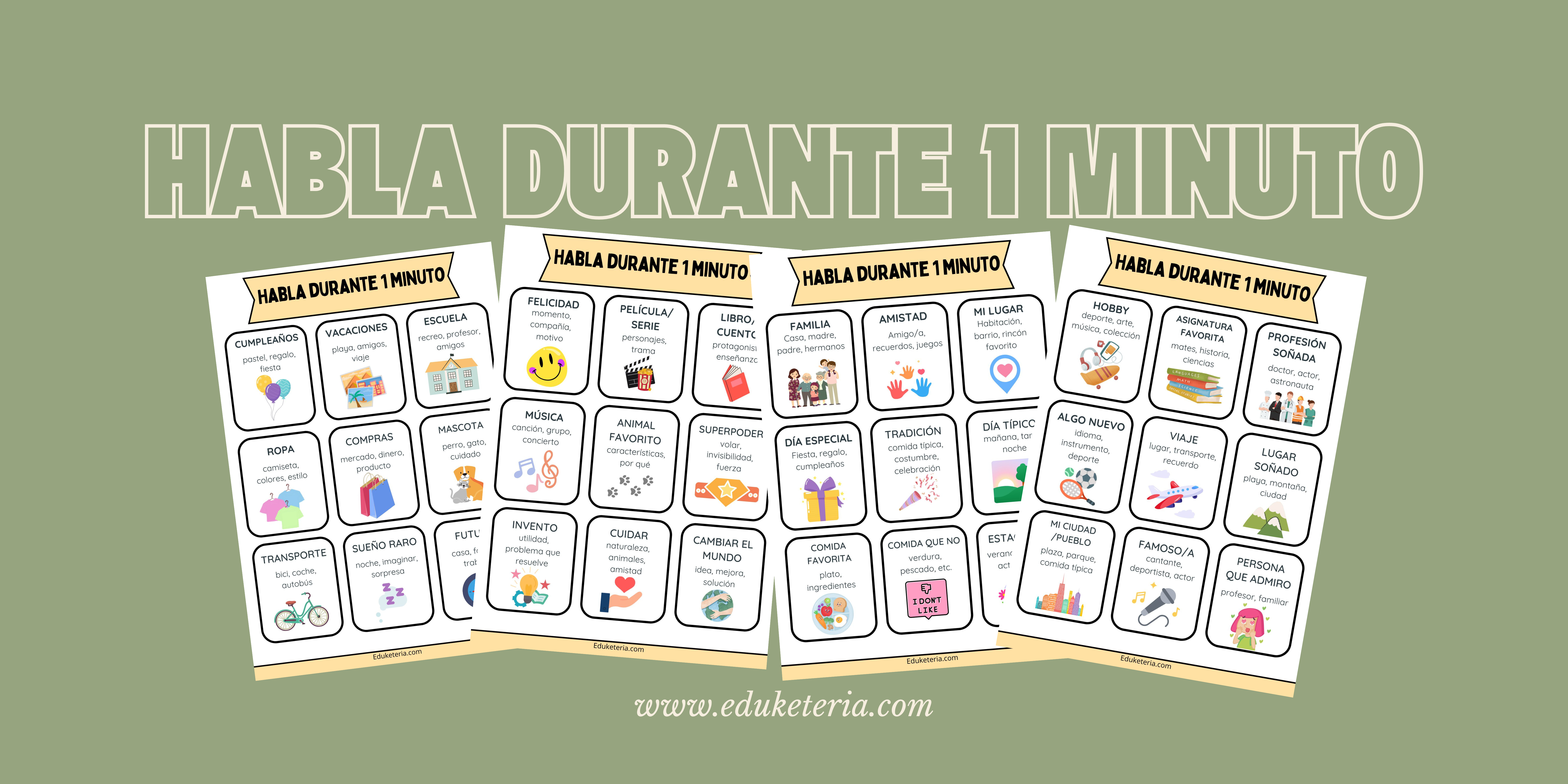 “Habla durante un minuto” para clases de ELE