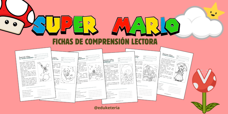 Fichas de comprensión lectora Super Mario para primaria