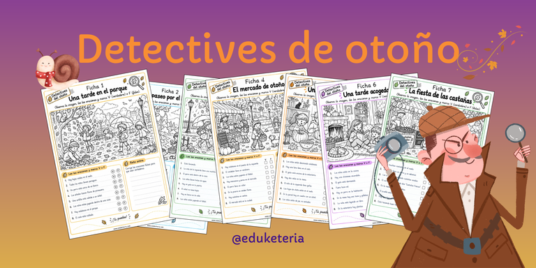 🍂 Detectives del otoño: fichas de comprensión lectora para Primaria y ELE